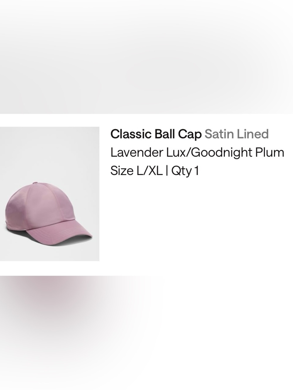 Lululemon Satin Lined Ball cap- Lavender Lux/goodnight plum